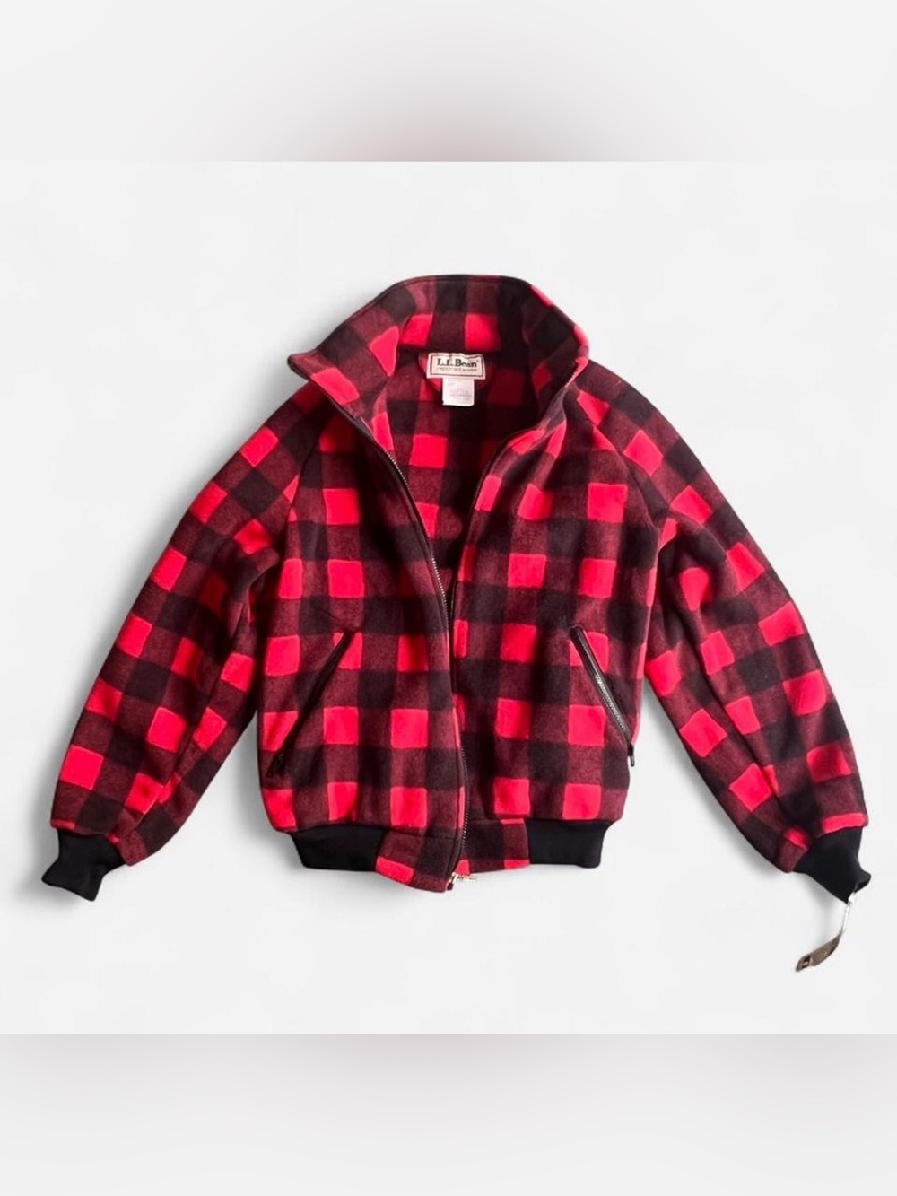Vintage 80’s 90’s NWT L.L.Bean buffalo plaid fleece jacket men’s M deadstock